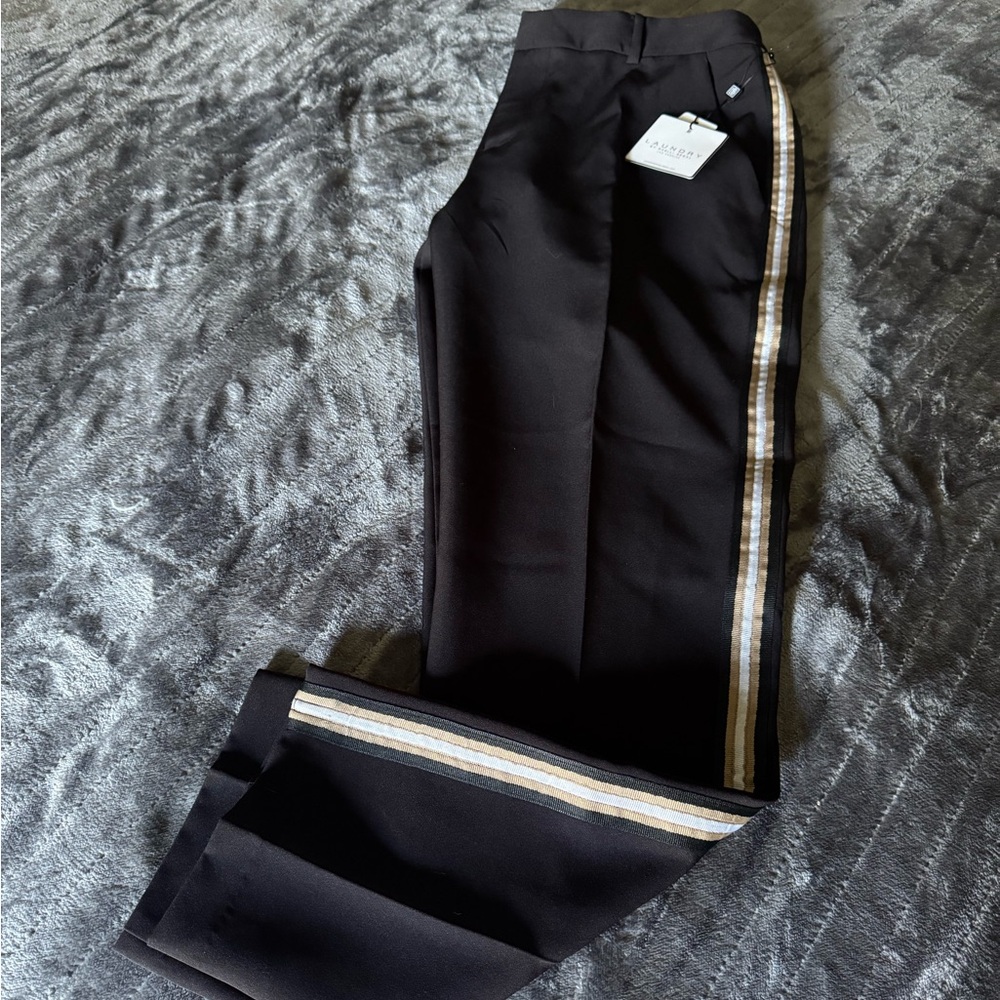 Black Laundry By Shelli Segan Dress Pants with Tan Racer Stripe